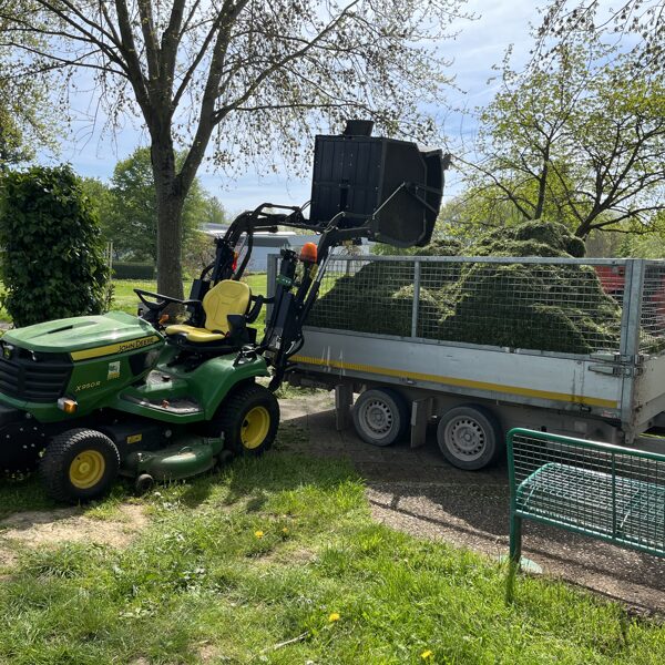 Tondeuse avec bac de ramassage